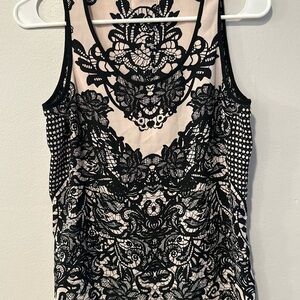 Express Black and Cream Split Back Tank